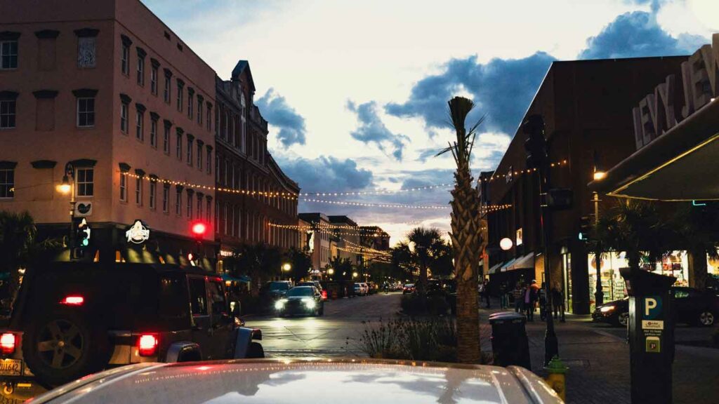 Savannah, ga Broughton street at dusk