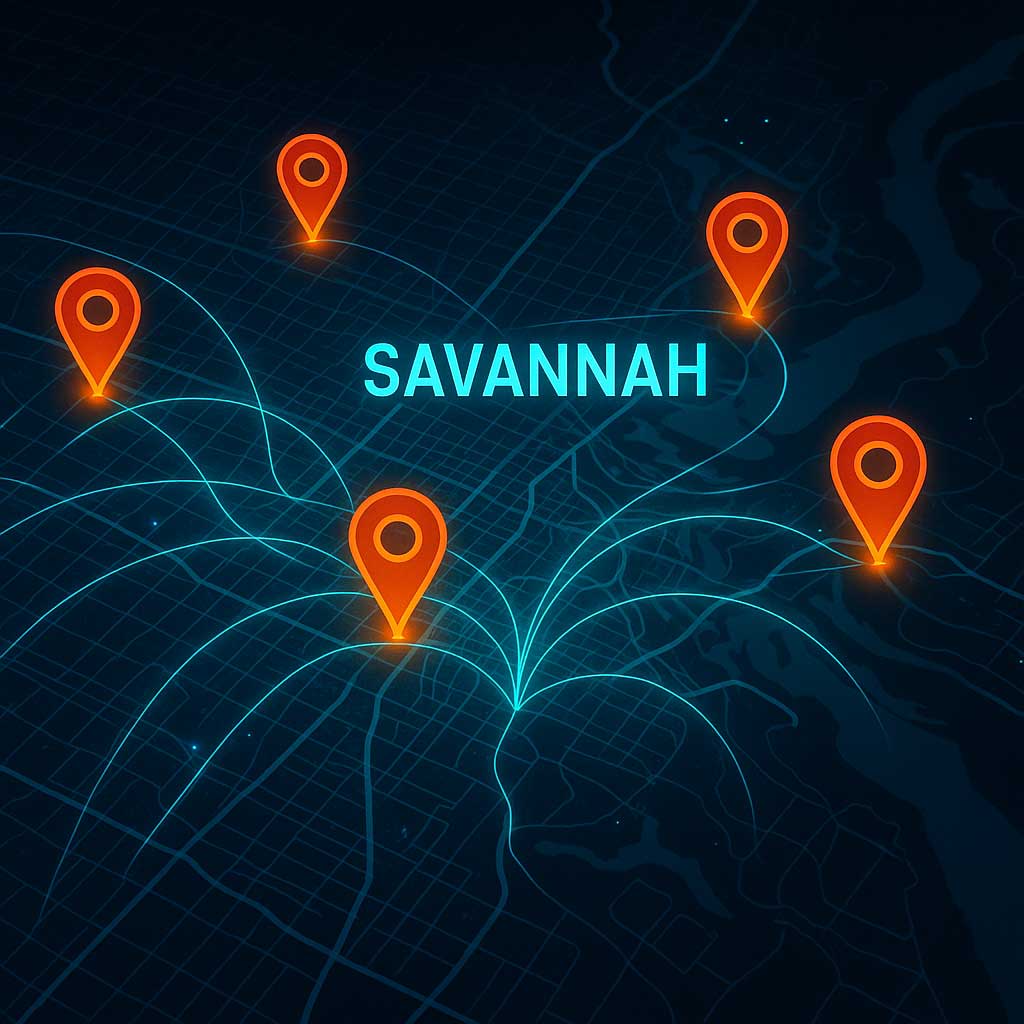 savannah geo fencing and seo map graphic